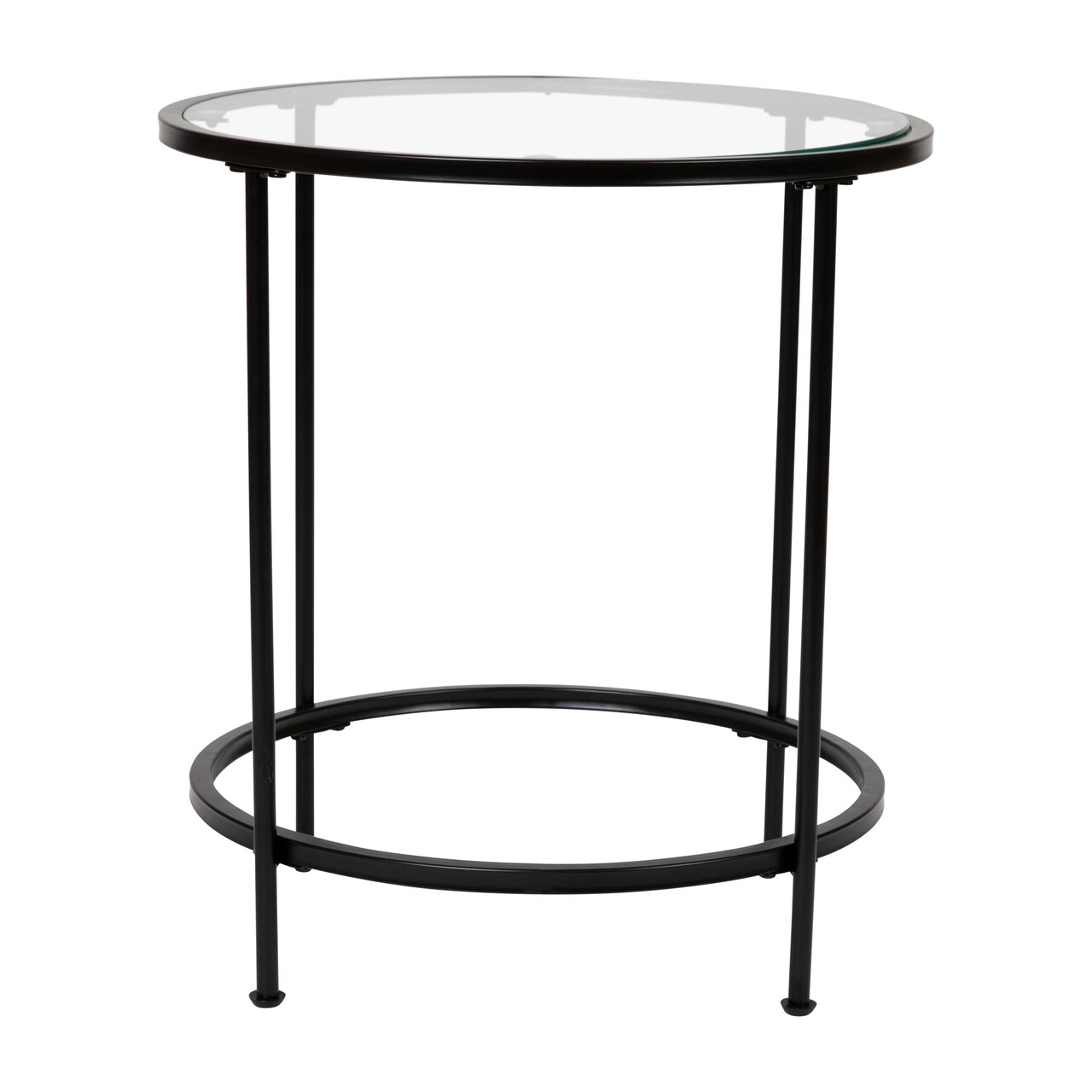 Merrick Lane Newbury End Table with Round Frame and Vertical Legs